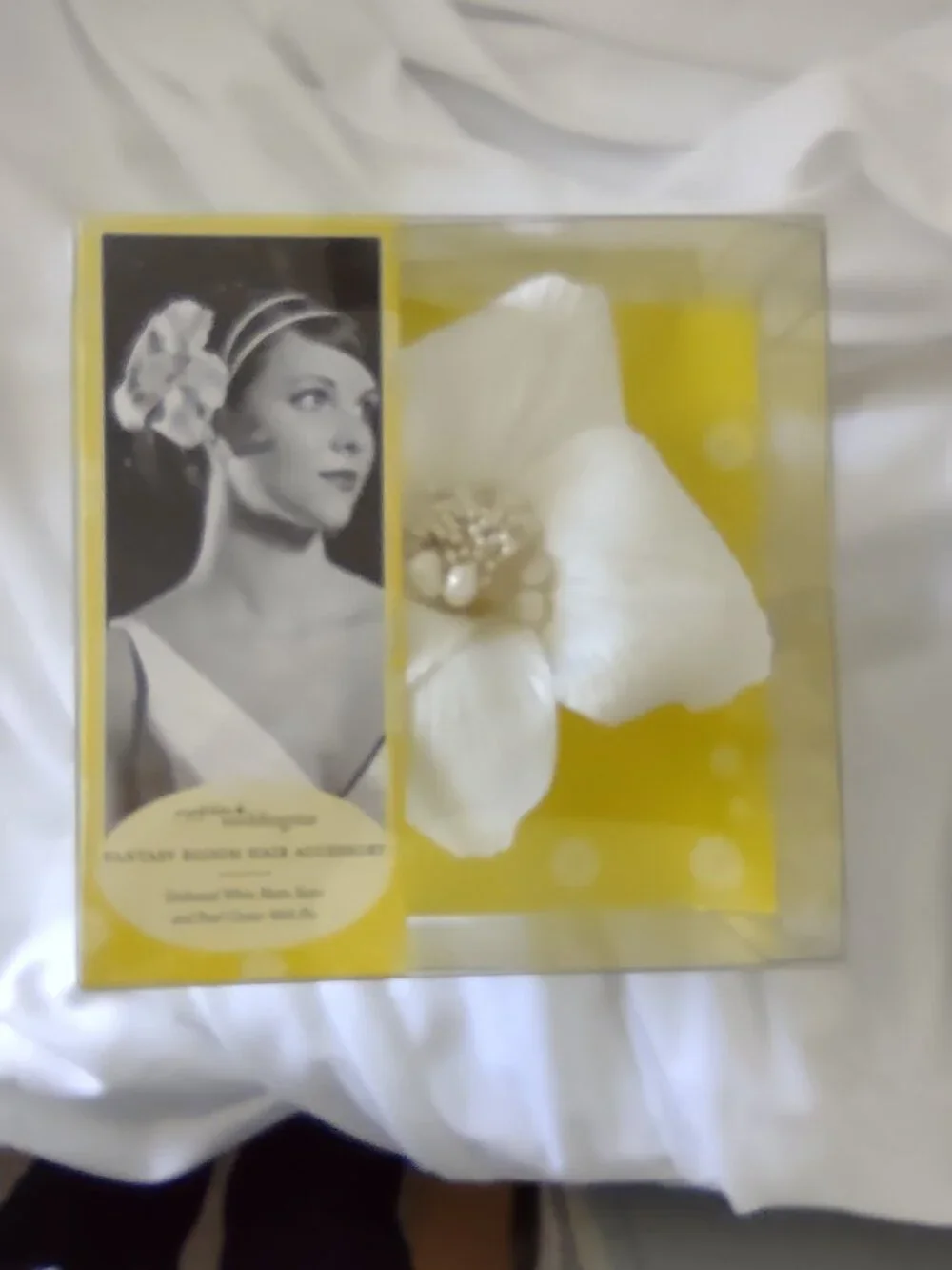 Fantasy Bloom Hair Accessories-X5 Pieces- White Satin & Pearl Center w/Pin NIB
